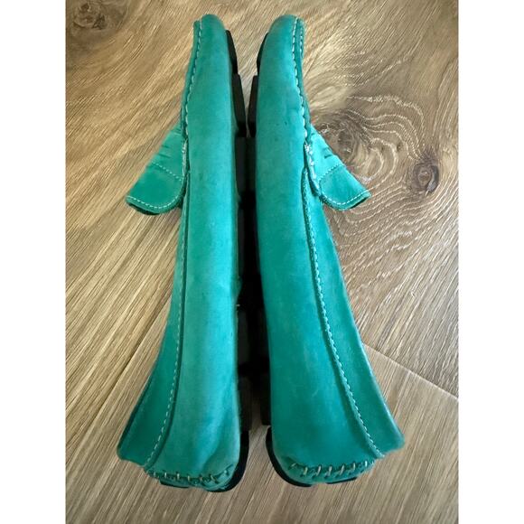 Mercanti Fiorentini Teal Nubuck Leather Driving Moccasins - size 9 - V10 - Picture 7 of 11
